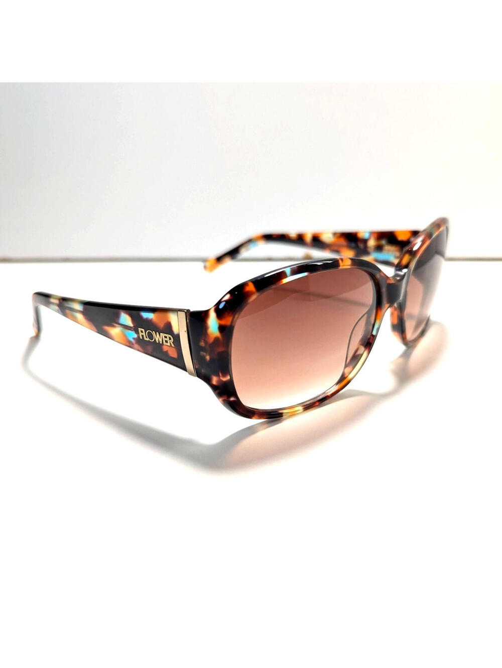 FLOWER 1006 Sunglasses 420 HM Size: 57-17-135 Multicolor Brown Tortoises Y2K